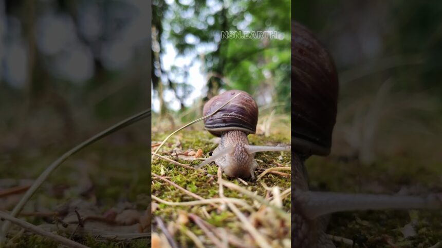 Hungry Giant: Big Snail Munching on Grass!